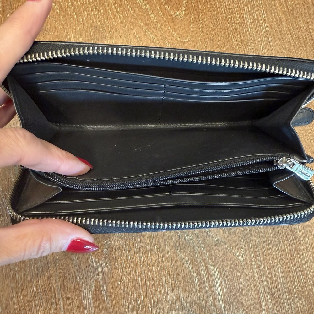 Coach Zip Around Charcoal Wallet - Picture 7 of 9